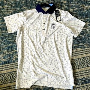 Greyson Swarm Polo. Limited edition - blackwolf run - Sisze M - white/blue - NWT